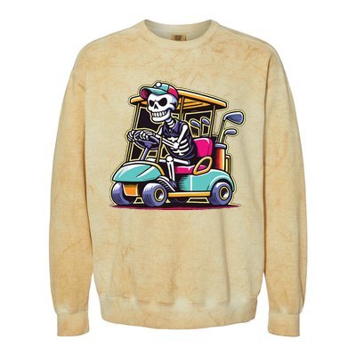 Halloween Skeleton Golf Cart Golfer Colorblast Crewneck Sweatshirt