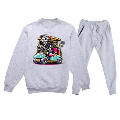 Halloween Skeleton Golf Cart Golfer Premium Crewneck Sweatsuit Set