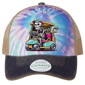 Halloween Skeleton Golf Cart Golfer Legacy Tie Dye Trucker Hat