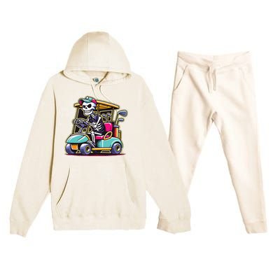 Halloween Skeleton Golf Cart Golfer Premium Hooded Sweatsuit Set