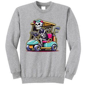 Halloween Skeleton Golf Cart Golfer Tall Sweatshirt