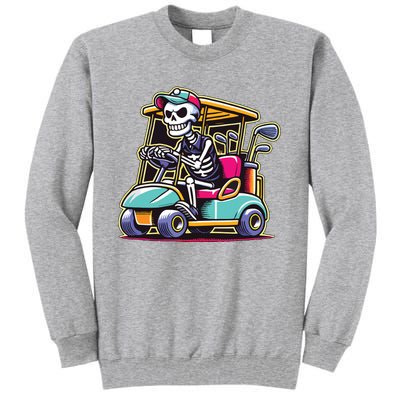 Halloween Skeleton Golf Cart Golfer Tall Sweatshirt