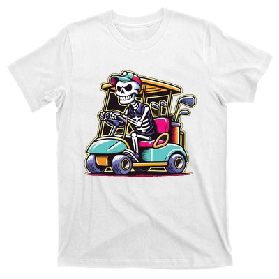 Halloween Skeleton Golf Cart Golfer T-Shirt