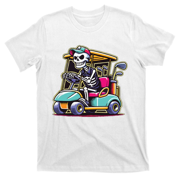 Halloween Skeleton Golf Cart Golfer T-Shirt