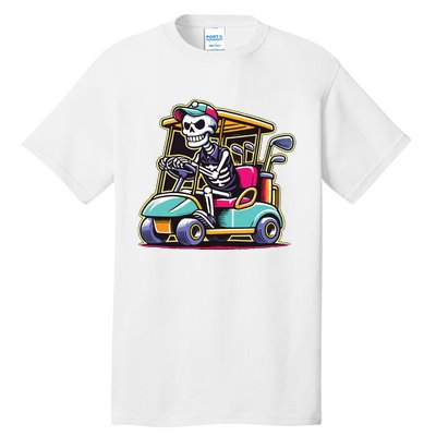 Halloween Skeleton Golf Cart Golfer Tall T-Shirt