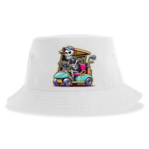 Halloween Skeleton Golf Cart Golfer Sustainable Bucket Hat