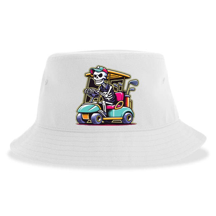 Halloween Skeleton Golf Cart Golfer Sustainable Bucket Hat