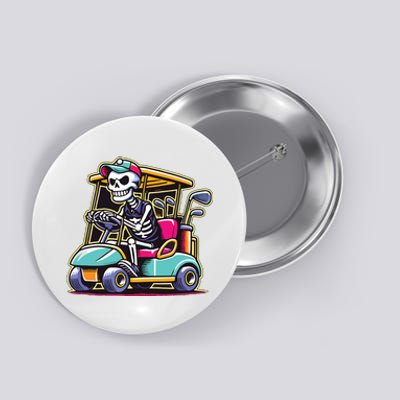 Halloween Skeleton Golf Cart Golfer Button