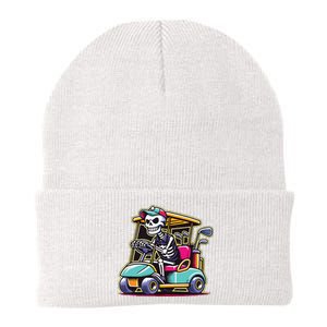 Halloween Skeleton Golf Cart Golfer Knit Cap Winter Beanie