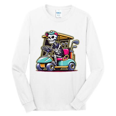 Halloween Skeleton Golf Cart Golfer Tall Long Sleeve T-Shirt