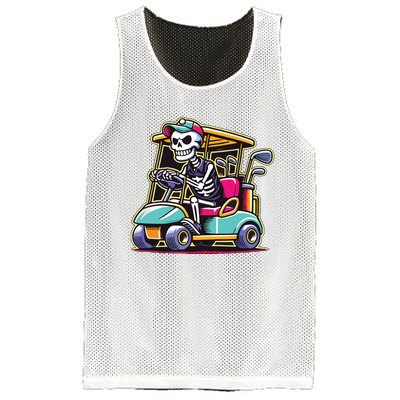 Halloween Skeleton Golf Cart Golfer Mesh Reversible Basketball Jersey Tank