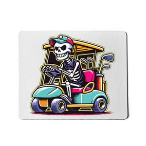 Halloween Skeleton Golf Cart Golfer Mousepad