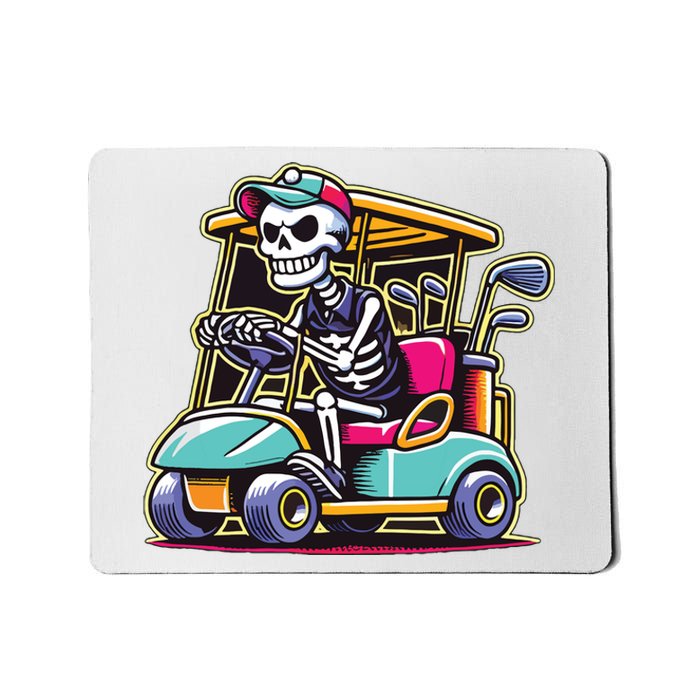 Halloween Skeleton Golf Cart Golfer Mousepad