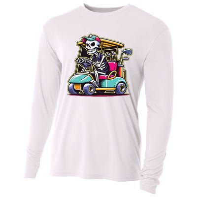 Halloween Skeleton Golf Cart Golfer Cooling Performance Long Sleeve Crew