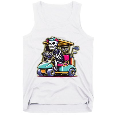 Halloween Skeleton Golf Cart Golfer Tank Top