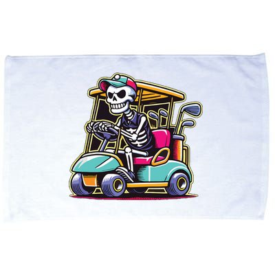 Halloween Skeleton Golf Cart Golfer Microfiber Hand Towel