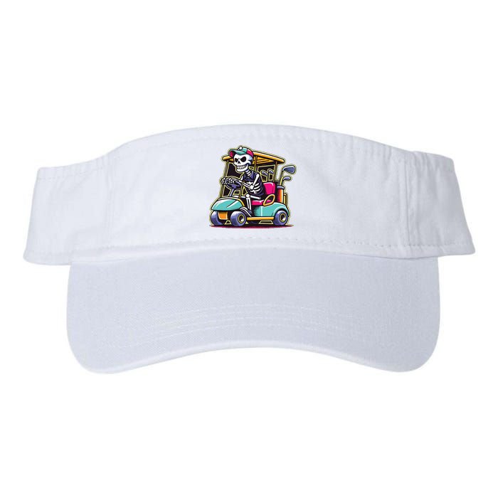 Halloween Skeleton Golf Cart Golfer Valucap Bio-Washed Visor