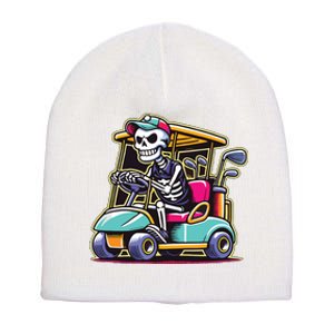 Halloween Skeleton Golf Cart Golfer Short Acrylic Beanie