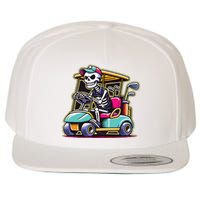 Halloween Skeleton Golf Cart Golfer Wool Snapback Cap