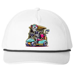 Halloween Skeleton Golf Cart Golfer Snapback Five-Panel Rope Hat