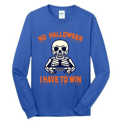 Halloween Skeleton Gamer Funny Gift Tall Long Sleeve T-Shirt