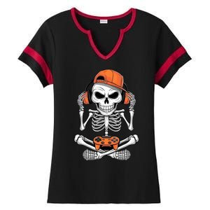 Halloween Skeleton Gamer Video Gaming Ladies Halftime Notch Neck Tee