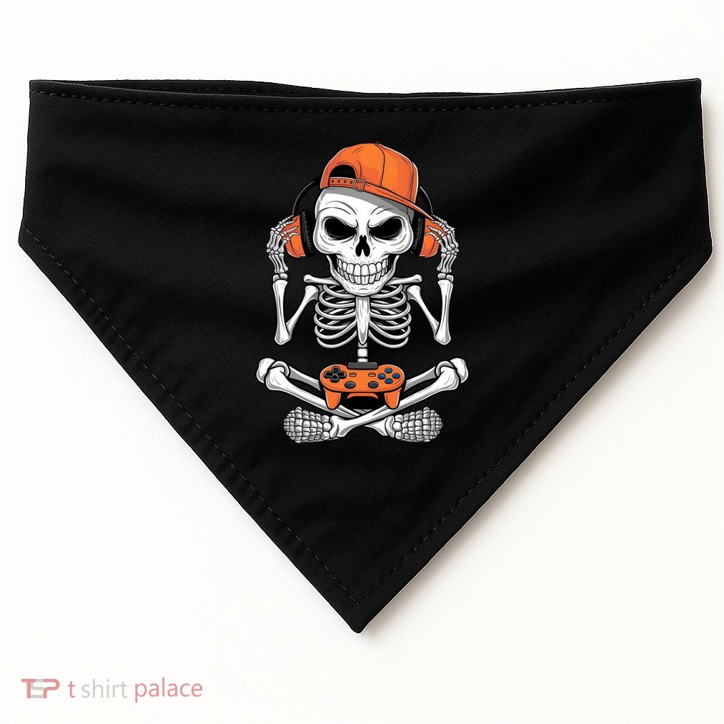 Halloween Skeleton Gamer Video Gaming USA-Made Doggie Bandana