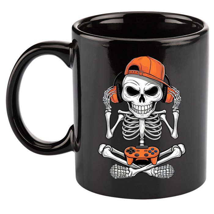 Halloween Skeleton Gamer Video Gaming 11oz C Handle Ceramic Mug