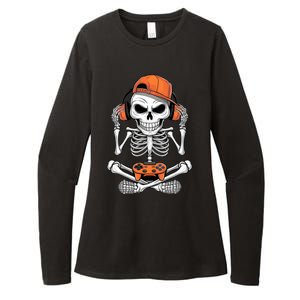 Halloween Skeleton Gamer Video Gaming Womens CVC Long Sleeve Shirt