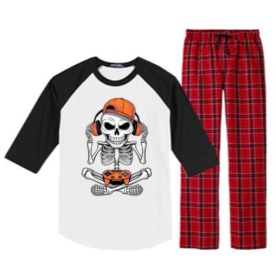 Halloween Skeleton Gamer Video Gaming Raglan Sleeve Pajama Set