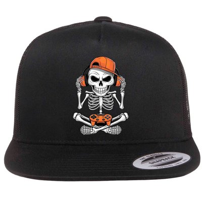 Halloween Skeleton Gamer Video Gaming Flatbill Hat