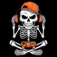 Halloween Skeleton Gamer Video Gaming Flat Bill Trucker Hat