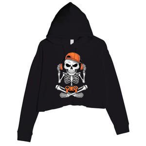 Halloween Skeleton Gamer Video Gaming Crop Fleece Hoodie