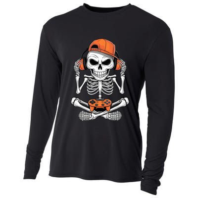 Halloween Skeleton Gamer Video Gaming Cooling Performance Long Sleeve Crew