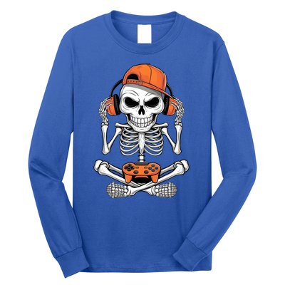 Halloween Skeleton Gamer Video Gaming Long Sleeve Shirt