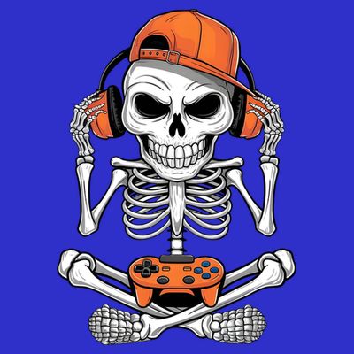 Halloween Skeleton Gamer Video Gaming T-Shirt