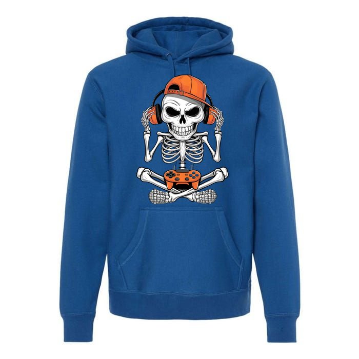 Halloween Skeleton Gamer Video Gaming Premium Hoodie