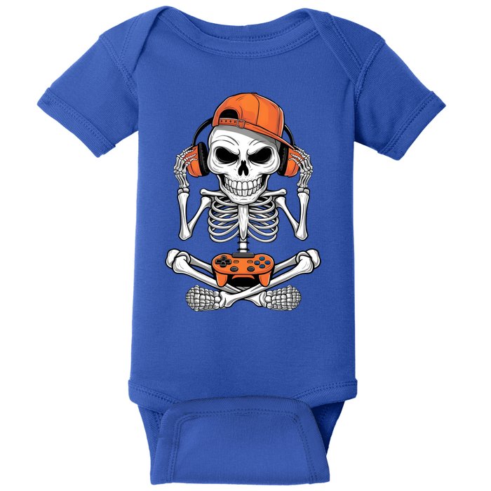 Halloween Skeleton Gamer Video Gaming Baby Bodysuit