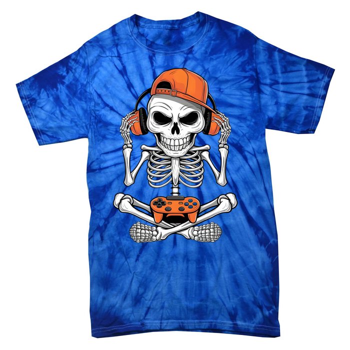 Halloween Skeleton Gamer Video Gaming Tie-Dye T-Shirt