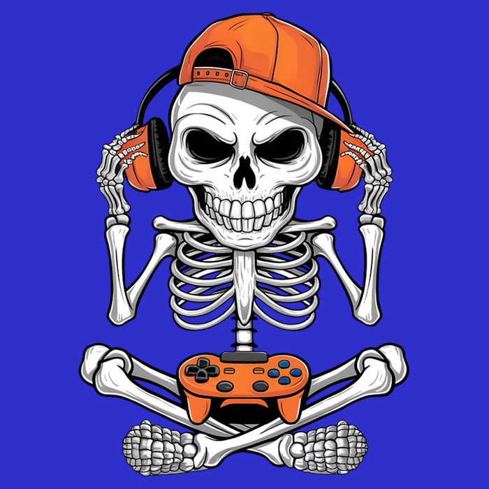 Halloween Skeleton Gamer Video Gaming Women's V-Neck T-Shirt