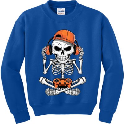 Halloween Skeleton Gamer Video Gaming Kids Sweatshirt