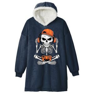 Halloween Skeleton Gamer Video Gaming Hooded Wearable Blanket