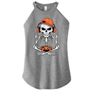 Halloween Skeleton Gamer Video Gaming Women's Perfect Tri Rocker Tank