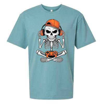 Halloween Skeleton Gamer Video Gaming Sueded Cloud Jersey T-Shirt