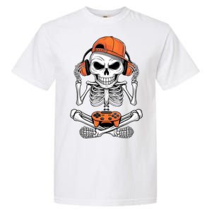 Halloween Skeleton Gamer Video Gaming Garment-Dyed Heavyweight T-Shirt