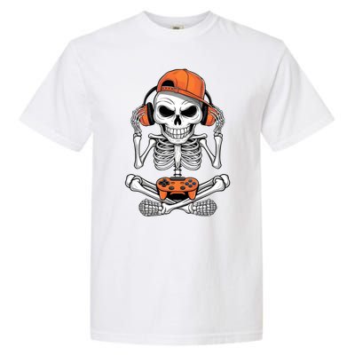 Halloween Skeleton Gamer Video Gaming Garment-Dyed Heavyweight T-Shirt