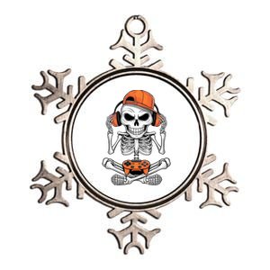 Halloween Skeleton Gamer Video Gaming Metallic Star Ornament