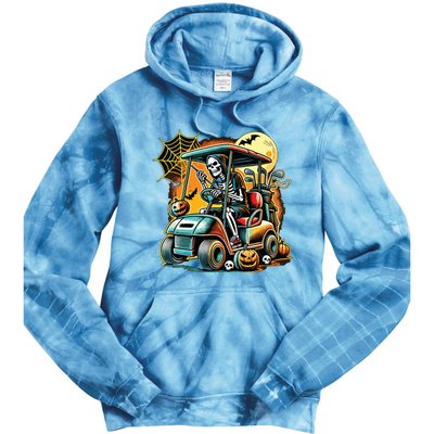 Halloween Skeleton Golf Cart Tie Dye Hoodie