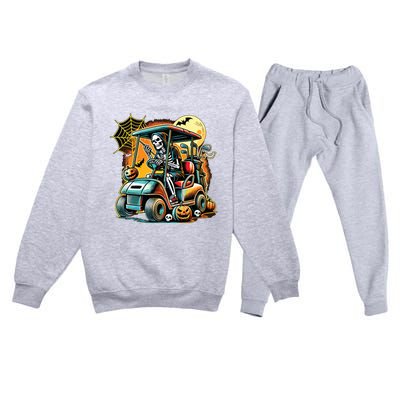 Halloween Skeleton Golf Cart Premium Crewneck Sweatsuit Set