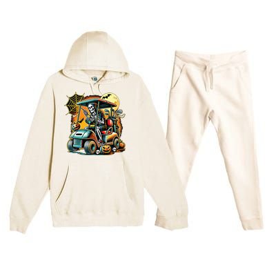 Halloween Skeleton Golf Cart Premium Hooded Sweatsuit Set